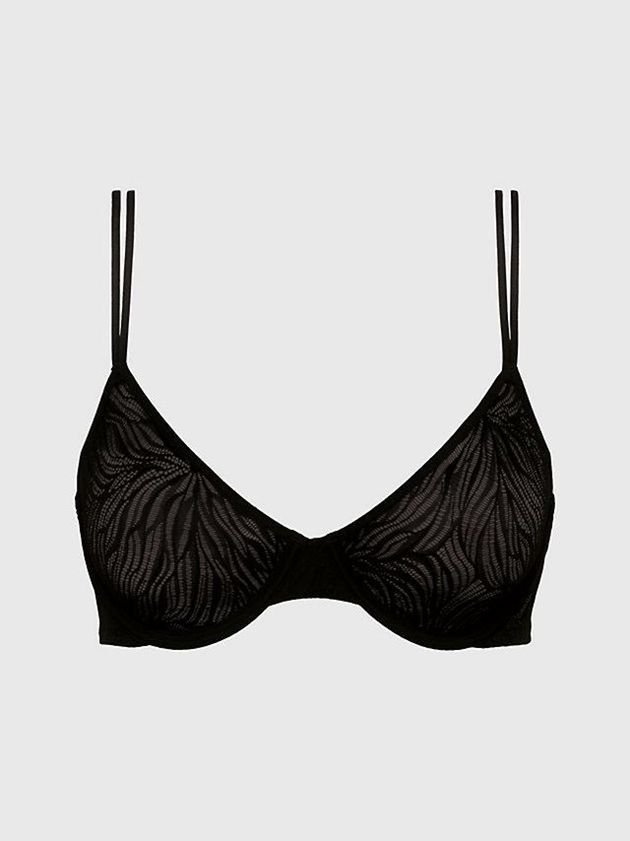 Calvin Klein USA Demi - Sheer Marquisette Womens Bra Black 4751039-FV